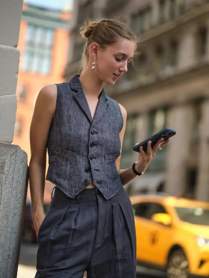 Alex Mill Shirts Tops Suitish Vest In Linen Herringbone 8211 Women