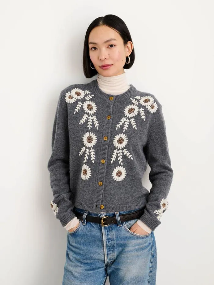 Alex Mill Sweaters Becca Embroidered Cardigan In Wool Grey Combo 8211 Women