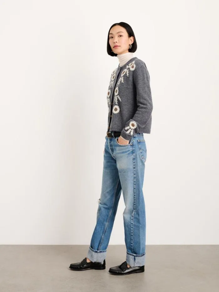 Alex Mill Sweaters Becca Embroidered Cardigan In Wool Grey Combo 8211 Women