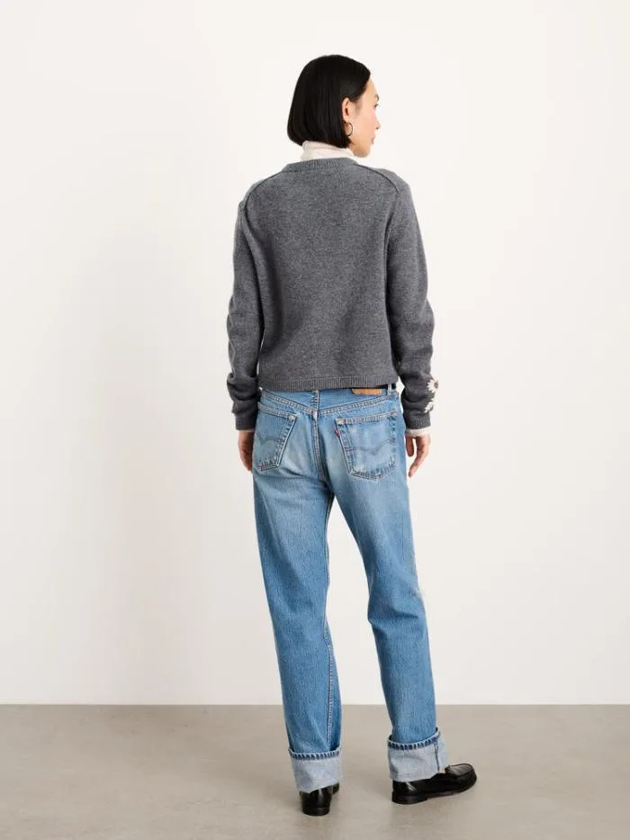 Alex Mill Sweaters Becca Embroidered Cardigan In Wool Grey Combo 8211 Women