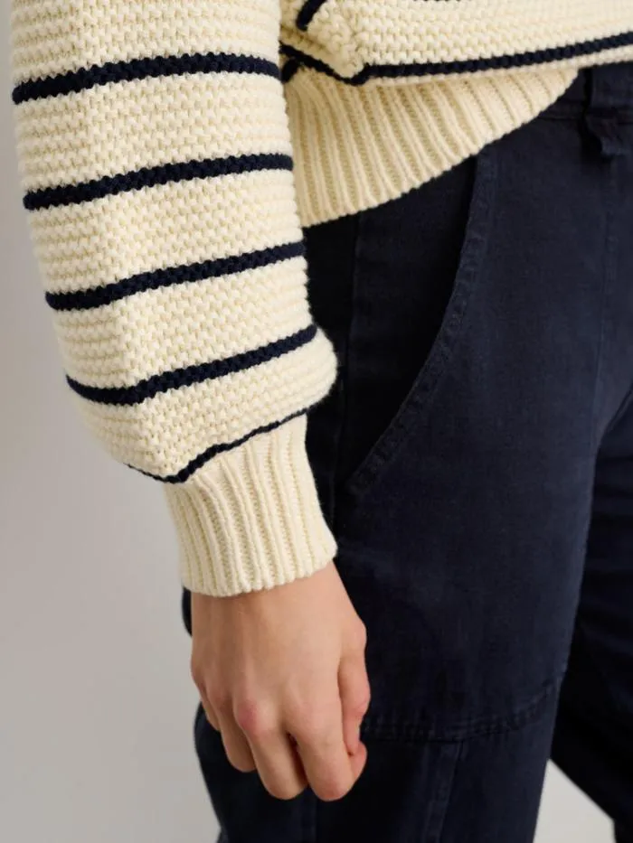 Alex Mill Sweaters ButtonBack Crewneck Sweater In Stripe Ivorydark Navy 8211 Women