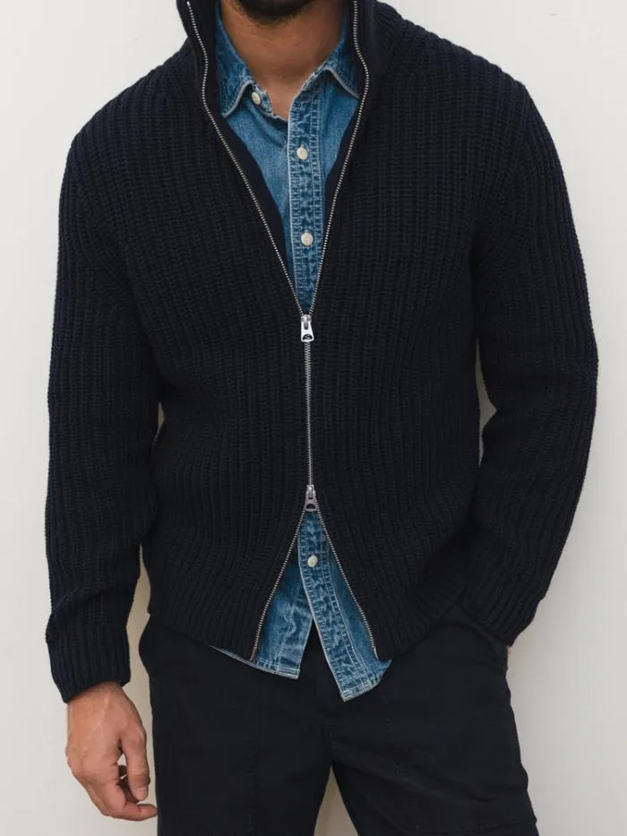 Alex Mill Sweaters Sweatshirts Wright Cardigan In Chunky Cotton Dark Navy 8211 Men
