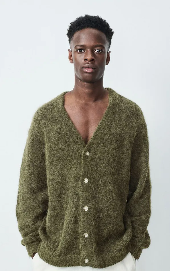 American Vintage Jumpers and Cardigans Men Cardigan Nuny Melange Seaweed