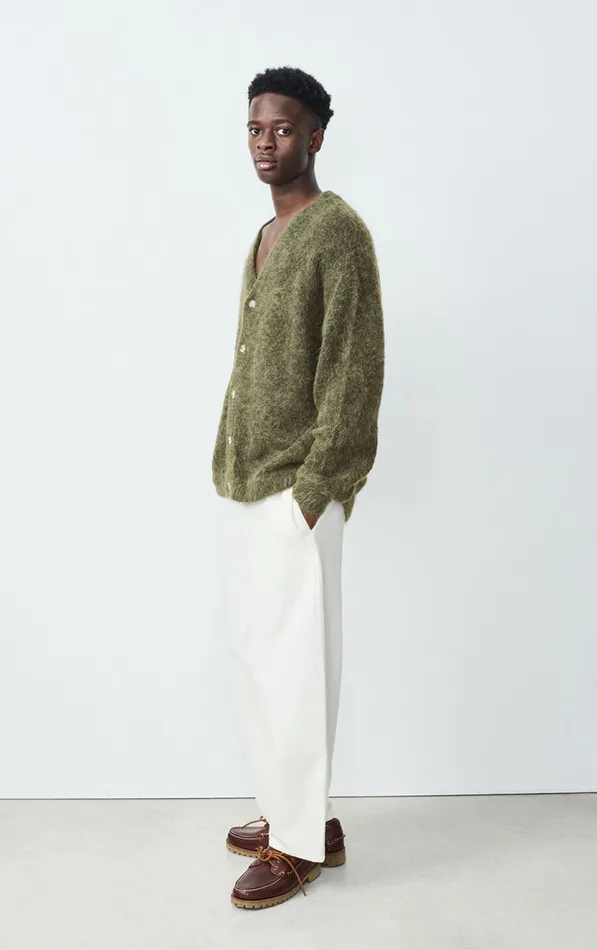 American Vintage Jumpers and Cardigans Men Cardigan Nuny Melange Seaweed