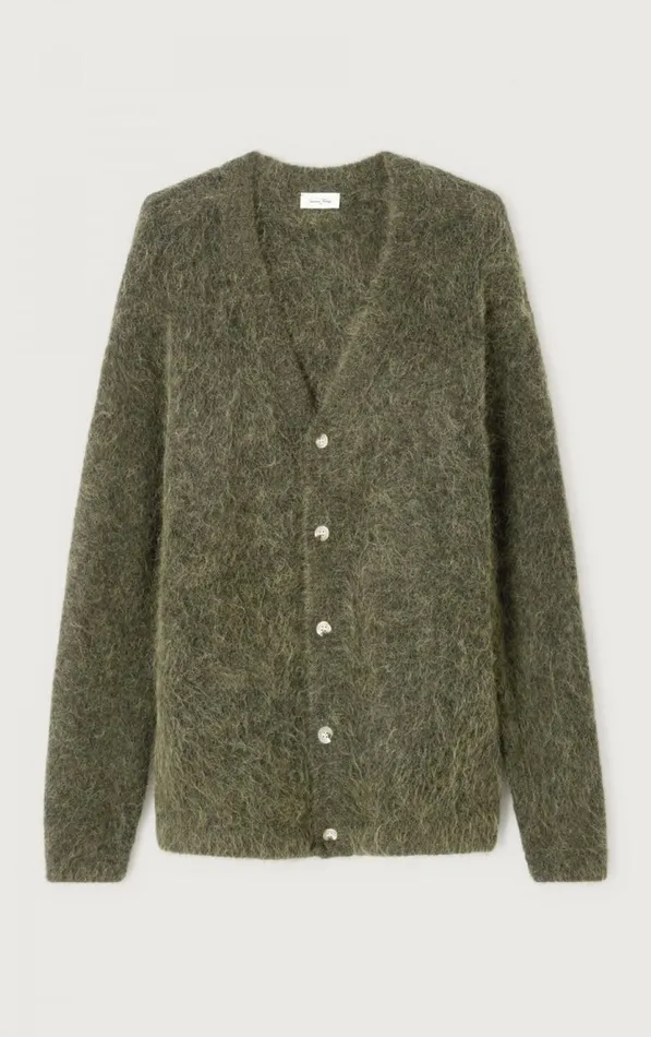 American Vintage Jumpers and Cardigans Men Cardigan Nuny Melange Seaweed