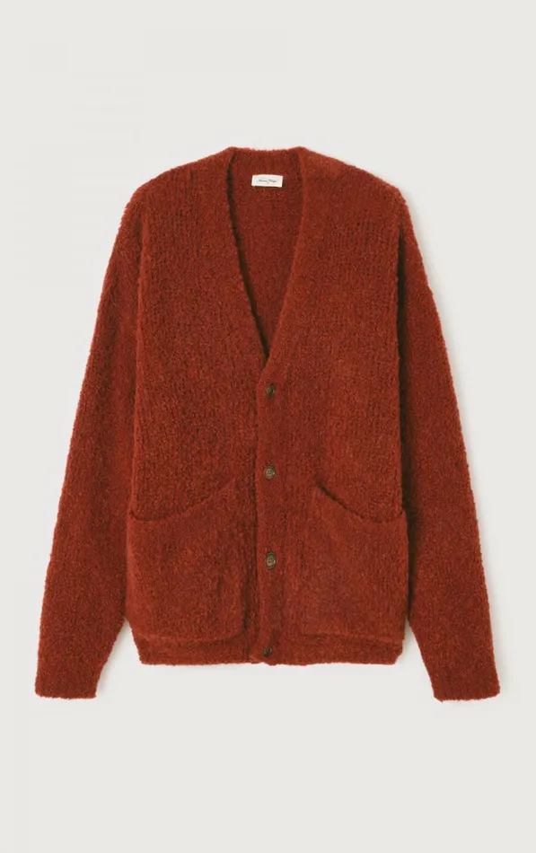 American Vintage Jumpers and Cardigans Men Cardigan Zolly Brick Melange