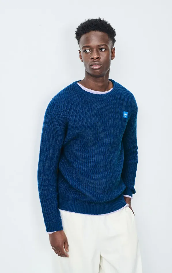American Vintage Jumpers and Cardigans Men Jumper Crashway Prussian Blue Melange