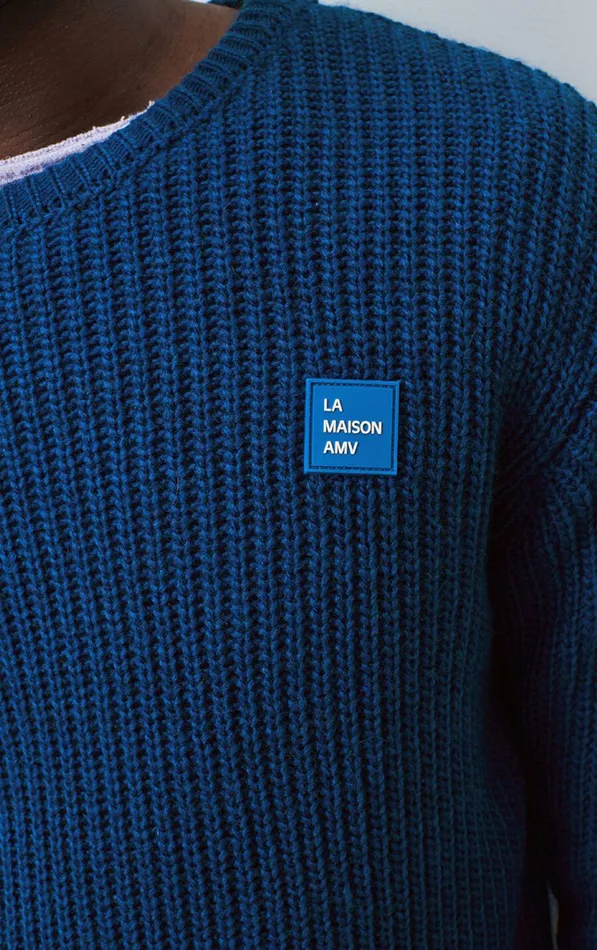 American Vintage Jumpers and Cardigans Men Jumper Crashway Prussian Blue Melange American Vintage Jumpers and Cardigans Men Jumper Crashway Prussian Blue Melange