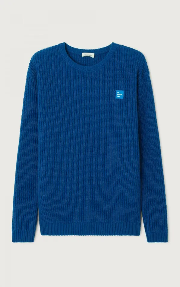 American Vintage Jumpers and Cardigans Men Jumper Crashway Prussian Blue Melange American Vintage Jumpers and Cardigans Men Jumper Crashway Prussian Blue Melange
