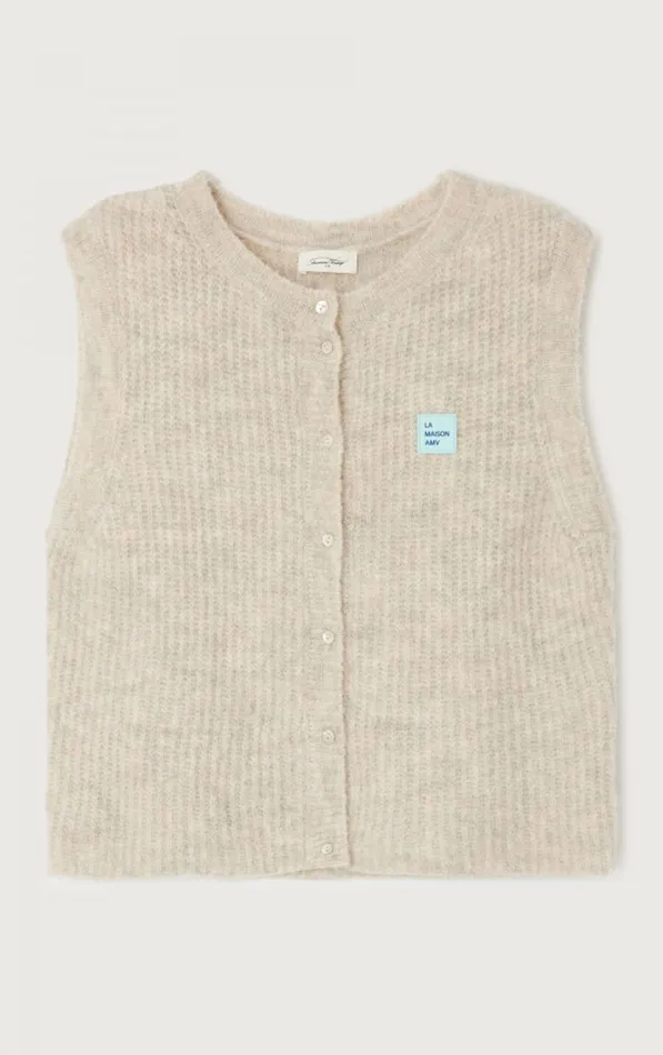American Vintage Jumpers and Cardigans Women Cardigan East Melange Powder Snow American Vintage Jumpers and Cardigans Women Cardigan East Melange Powder Snow