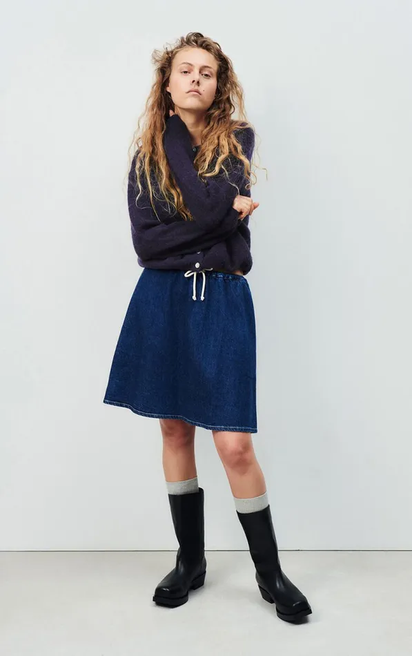 American Vintage Jumpers and Cardigans Women Cardigan Vitow Abyss Black Melange American Vintage Jumpers and Cardigans Women Cardigan Vitow Abyss Black Melange