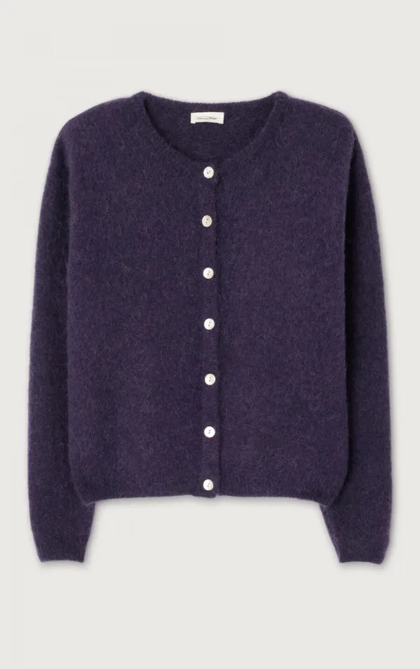 American Vintage Jumpers and Cardigans Women Cardigan Vitow Abyss Black Melange American Vintage Jumpers and Cardigans Women Cardigan Vitow Abyss Black Melange