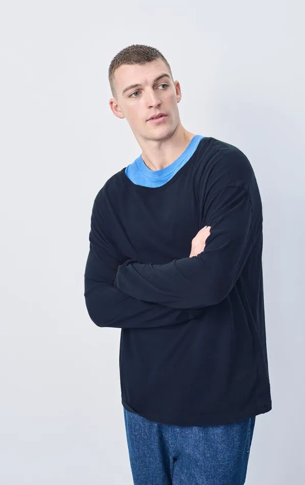American Vintage Long Sleeve TShirts Men TShirt Gamipy Navy