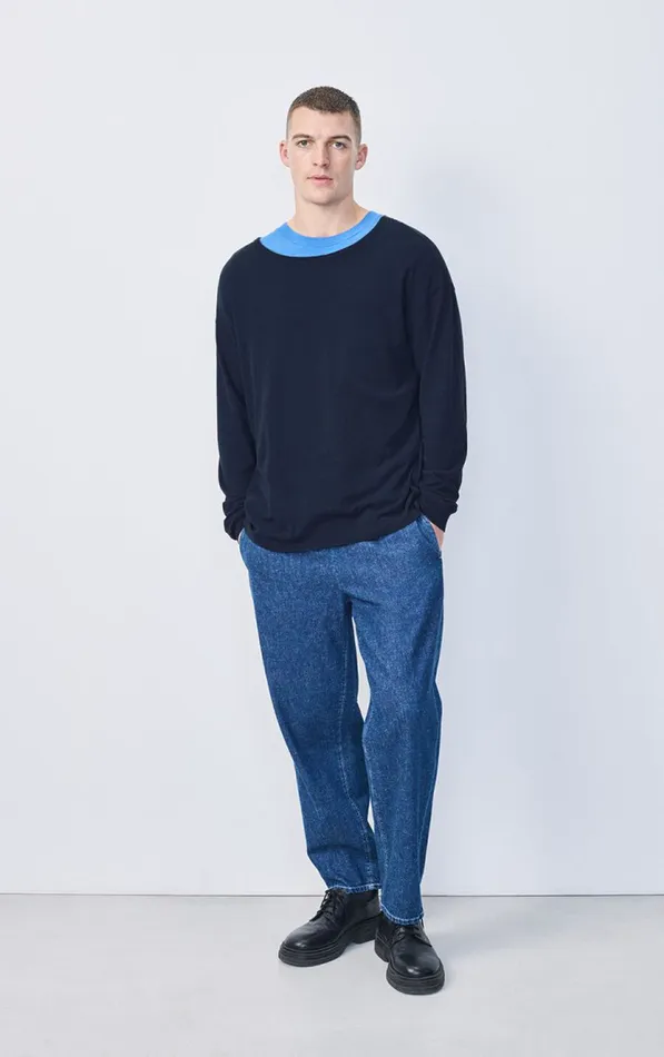 American Vintage Long Sleeve TShirts Men TShirt Gamipy Navy