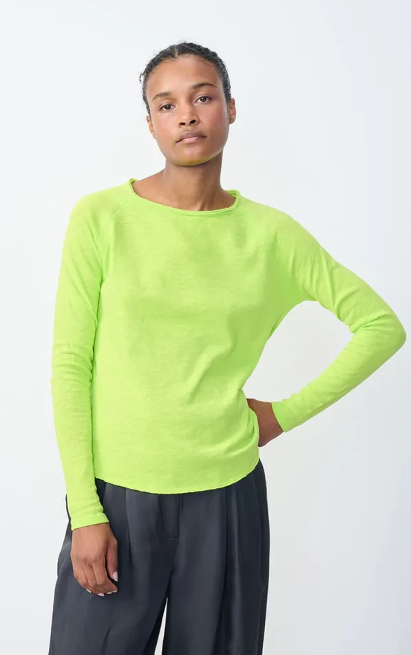 American Vintage Long Sleeve TShirts Women TShirt Sonoma Neon Yellow