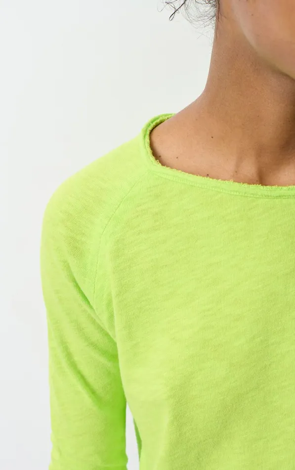 American Vintage Long Sleeve TShirts Women TShirt Sonoma Neon Yellow