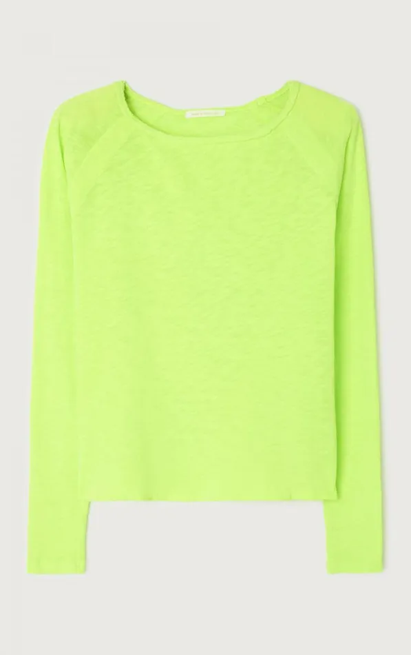 American Vintage Long Sleeve TShirts Women TShirt Sonoma Neon Yellow