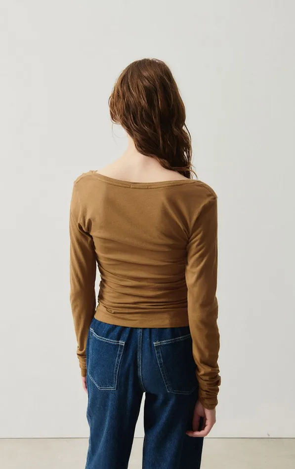American Vintage Long Sleeve TShirts Women TShirt Xoubow Moka