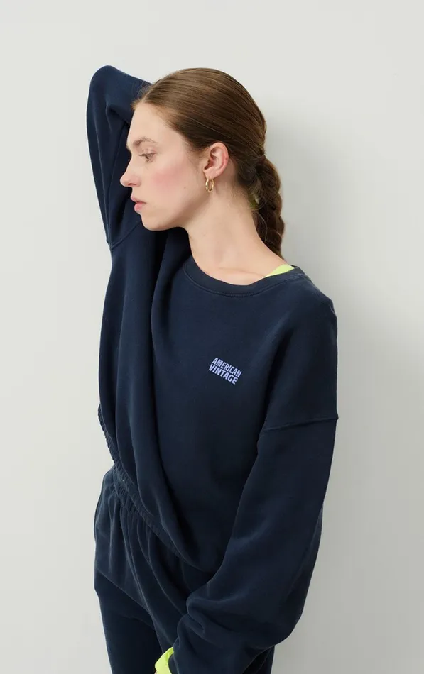 American Vintage Sweatshirts Women Sweatshirt Izubird Vintage Navy