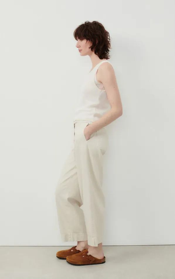 American Vintage Trousers Women Trousers Uyabow Melange Ecru American Vintage Trousers Women Trousers Uyabow Melange Ecru