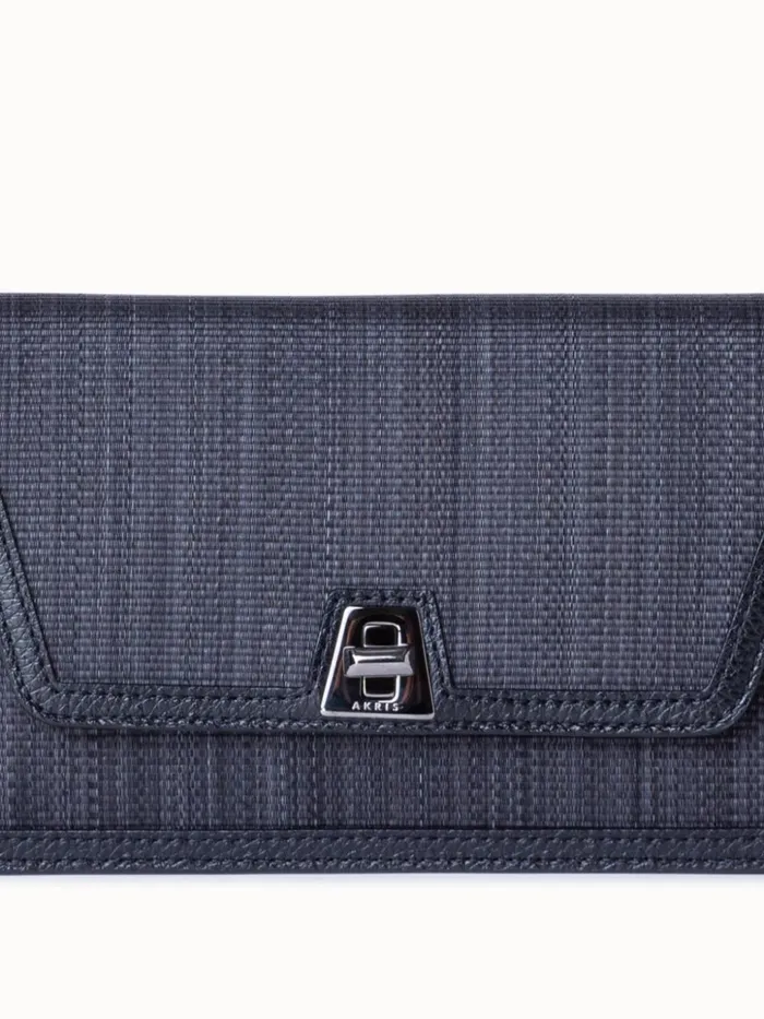 Anouk Clutch Bag In Horsehair Fabric Blackgraphite Women Akris Crossbody Bags