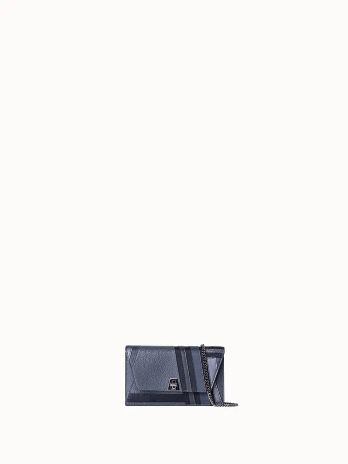 Anouk Clutch Bag In Zig Zag Trapezoid Leather Patchwork Graphite Women Akris Clutches