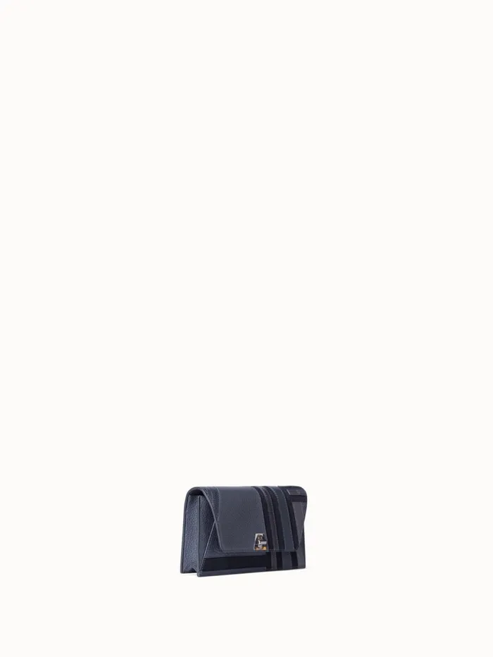 Anouk Clutch Bag In Zig Zag Trapezoid Leather Patchwork Graphite Women Akris Clutches
