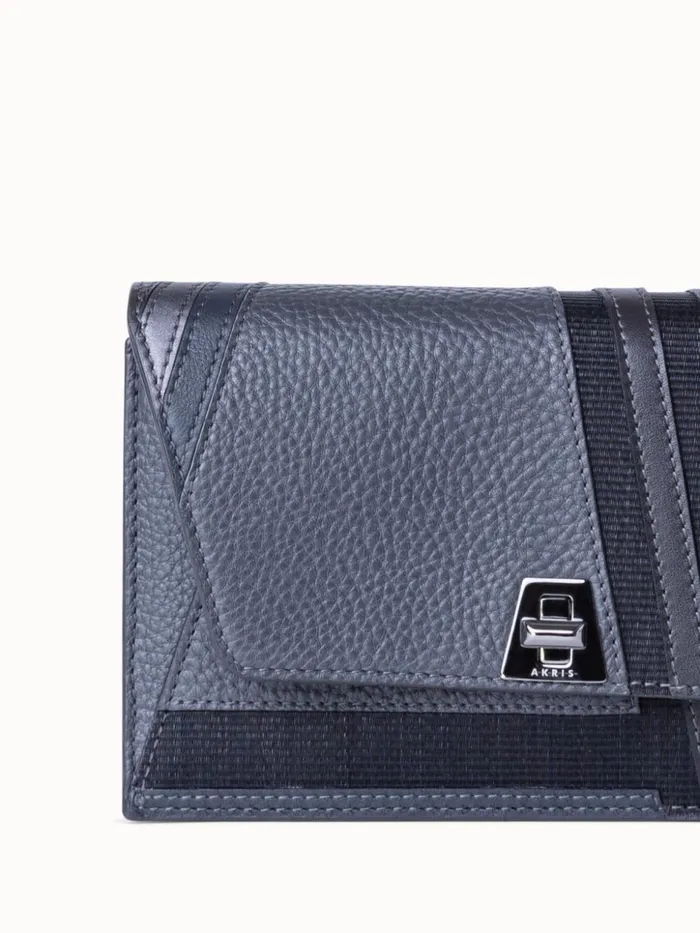 Anouk Clutch Bag In Zig Zag Trapezoid Leather Patchwork Graphite Women Akris Clutches
