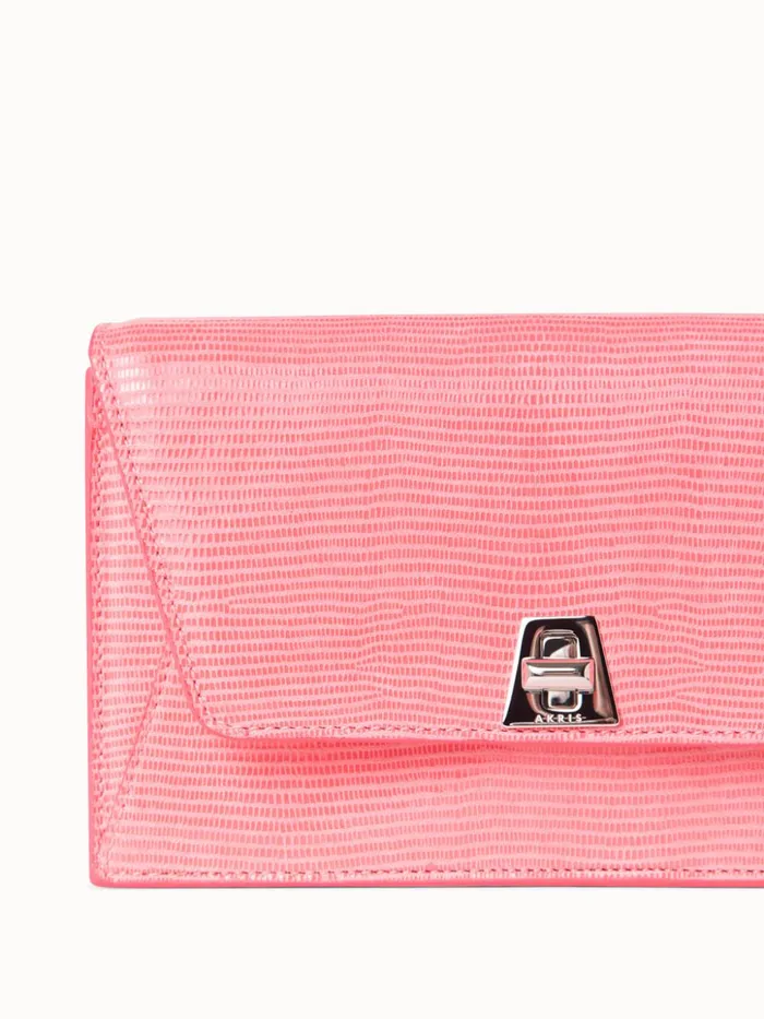 Anouk Envelope Bag In Lamb Skin Nubuck With Shiny Lizard Finish Blossom Women Akris Clutches