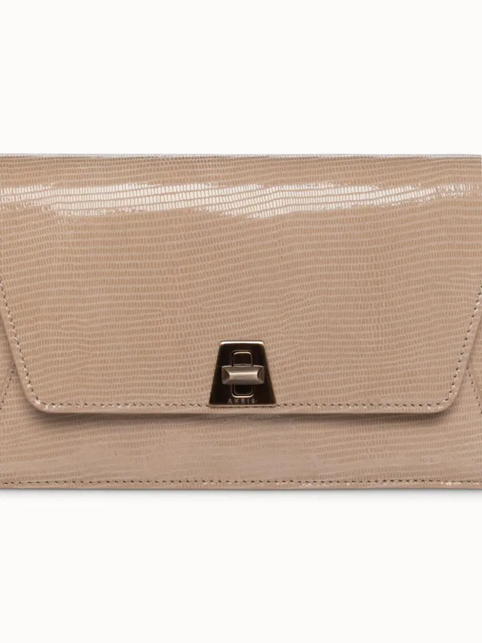 Anouk Envelope Bag With Shiny Lizard Finish Cashmere Women Akris Clutches