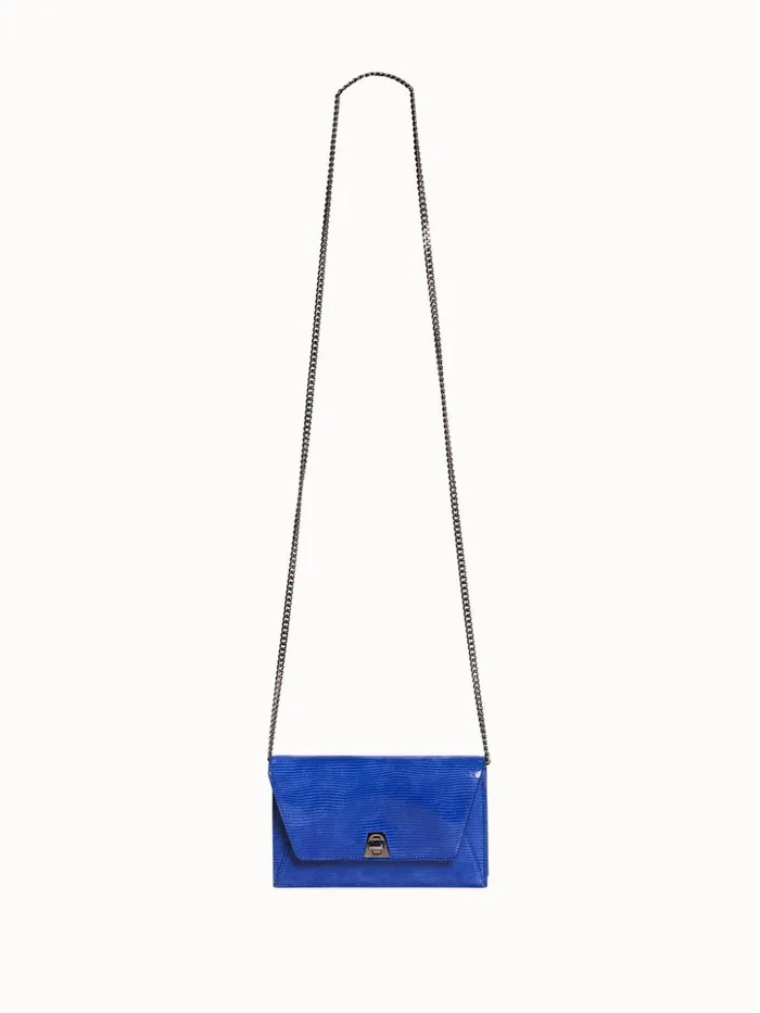 Anouk Envelope Bag With Shiny Lizard Finish Ocean Women Akris Mini Bags