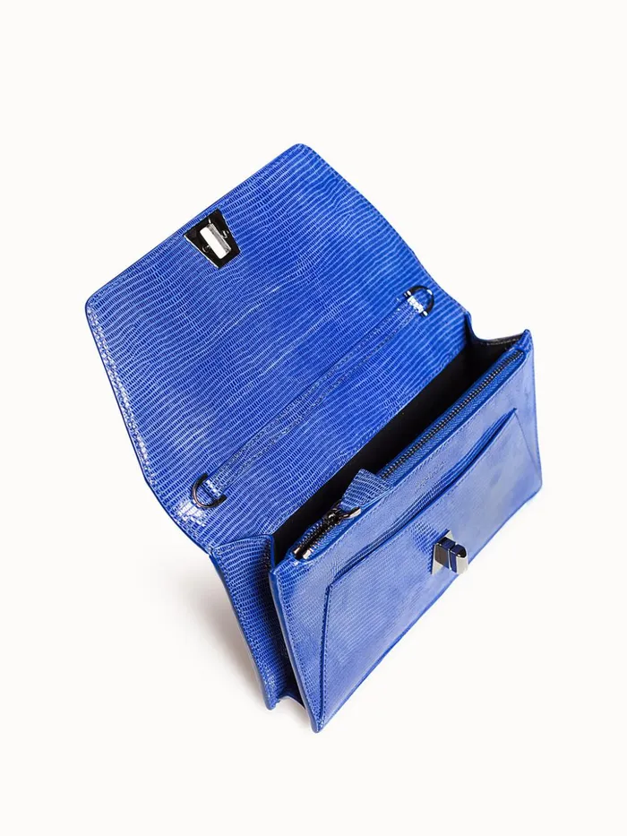 Anouk Envelope Bag With Shiny Lizard Finish Ocean Women Akris Mini Bags