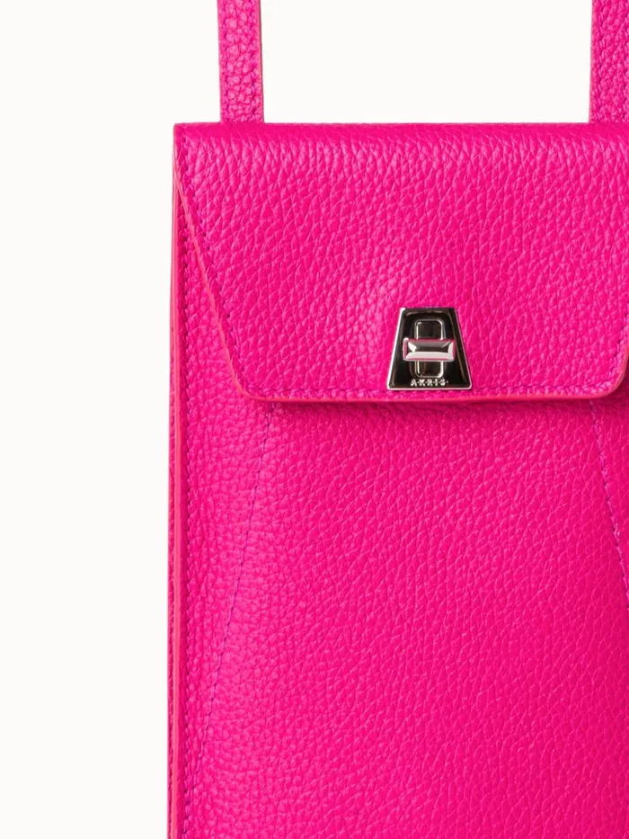 Anouk Phone Pouch In Cervocalf Leather Pink Women Akris Mini Bags