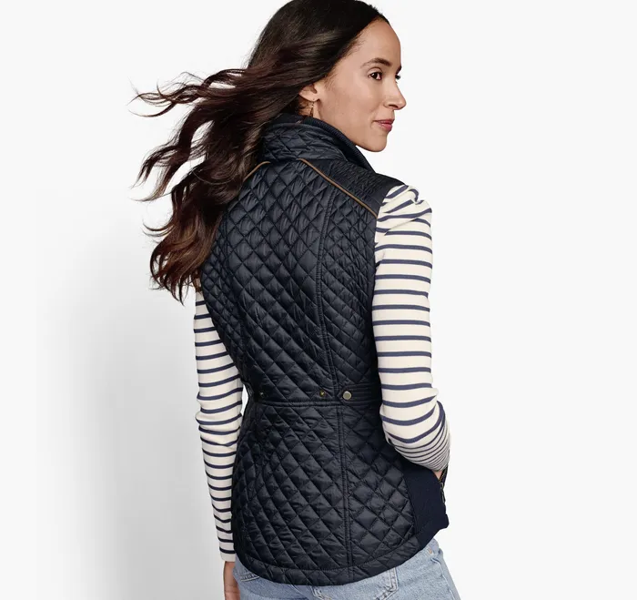 Apparel and Accessories Women Quilted Vest Navy Johnston and Murphy