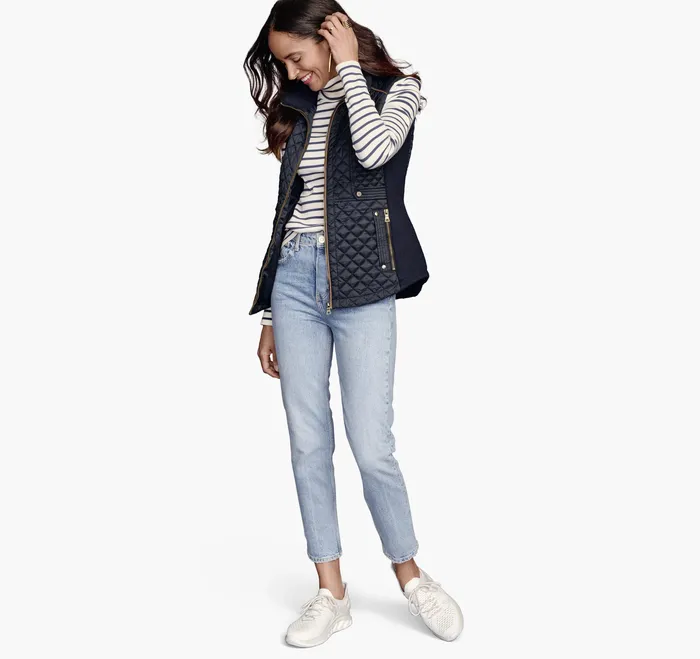 Apparel and Accessories Women Quilted Vest Navy Johnston and Murphy