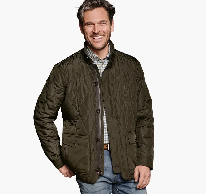 Apparel Johnston and Murphy Men Diamond Quilt Jacket Olive