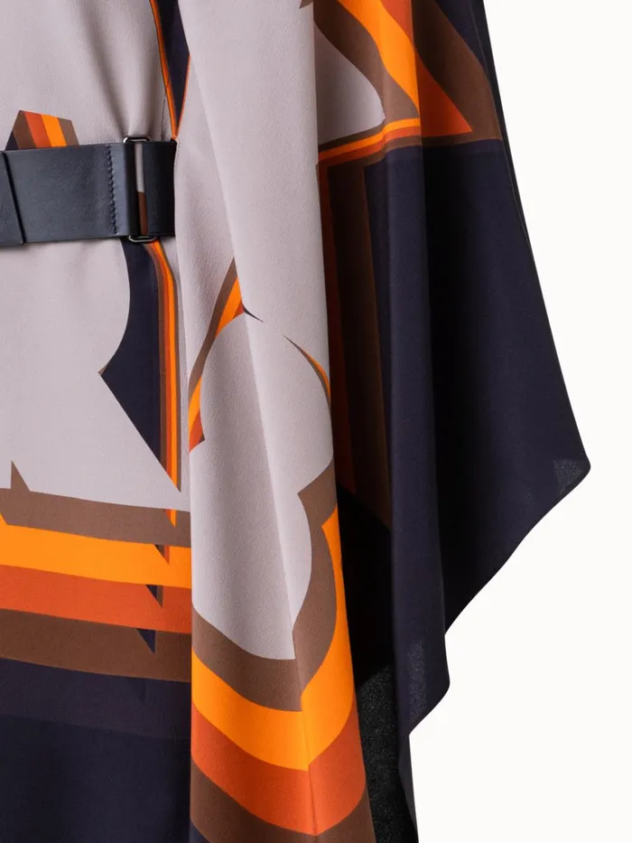 Asymmetrical Silk Crpe Dress With Superimposed Letters Print Multicolor Women Akris Dresses