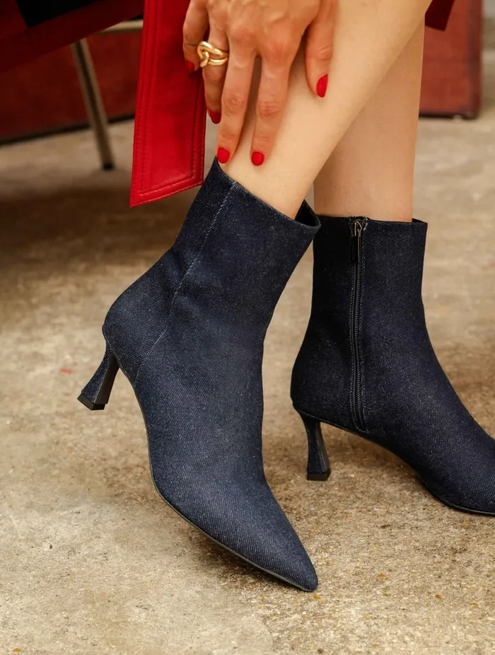 Audrey Raw Denim Women Bobbies Ankle Boots