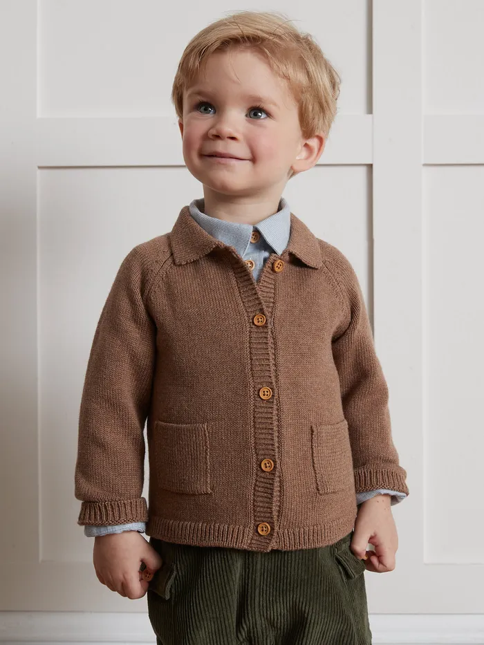 Baby Cyrillus Baby Boy Cardigan With Polo Shirt Collar Noisette Chine