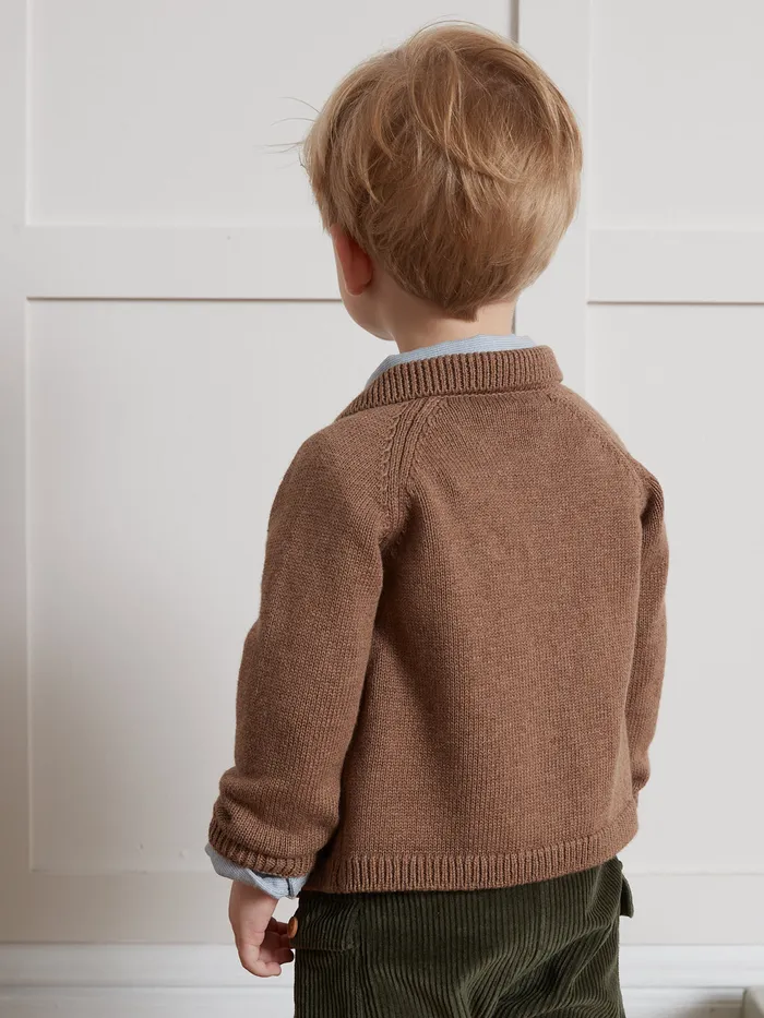 Baby Cyrillus Baby Boy Cardigan With Polo Shirt Collar Noisette Chine