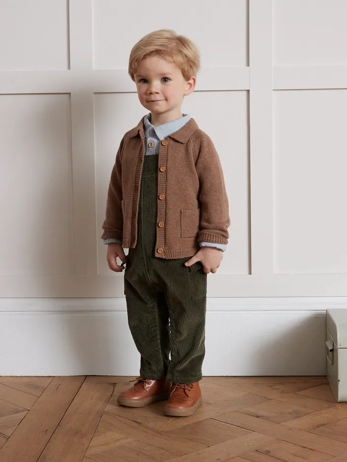 Baby Cyrillus Baby Boy Cardigan With Polo Shirt Collar Noisette Chine