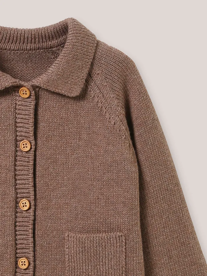 Baby Cyrillus Baby Boy Cardigan With Polo Shirt Collar Noisette Chine
