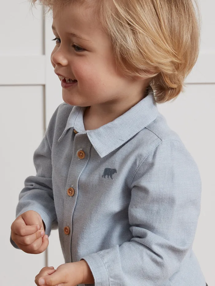 Baby Cyrillus Baby Boy Striped Shirt Bleu Grise