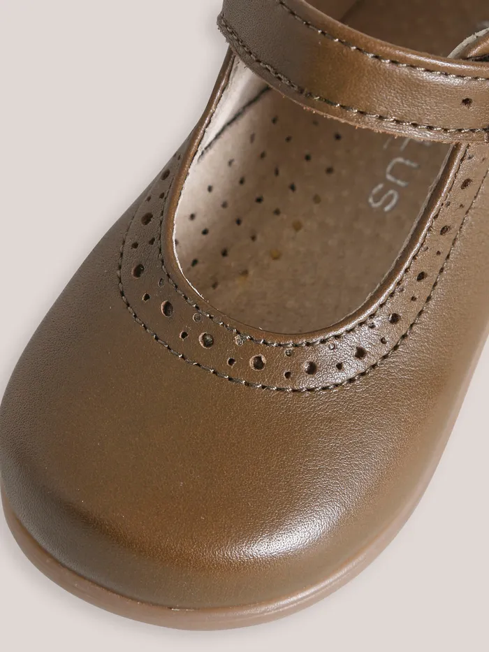 Baby Cyrillus Baby Girl Leather TStrap Shoes Kaki