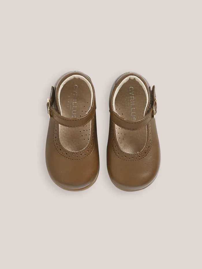 Baby Cyrillus Baby Girl Leather TStrap Shoes Kaki