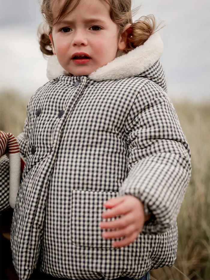 Baby Cyrillus Baby Girl SherpaLined Puffer Jacket Vichy Bleu