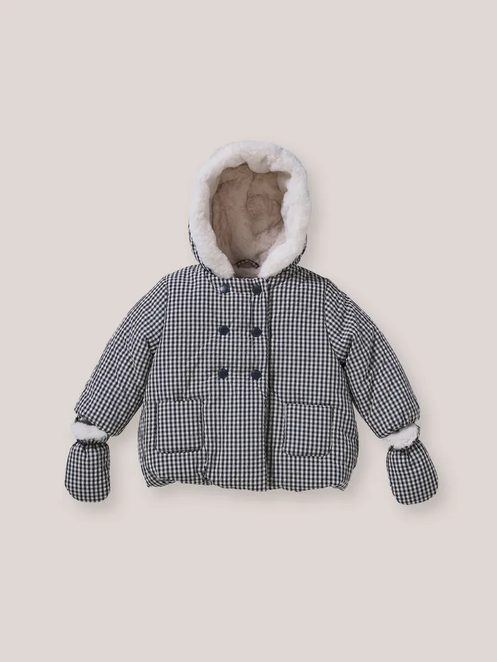 Baby Cyrillus Baby Girl SherpaLined Puffer Jacket Vichy Bleu