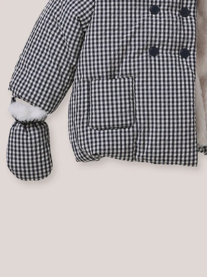 Baby Cyrillus Baby Girl SherpaLined Puffer Jacket Vichy Bleu