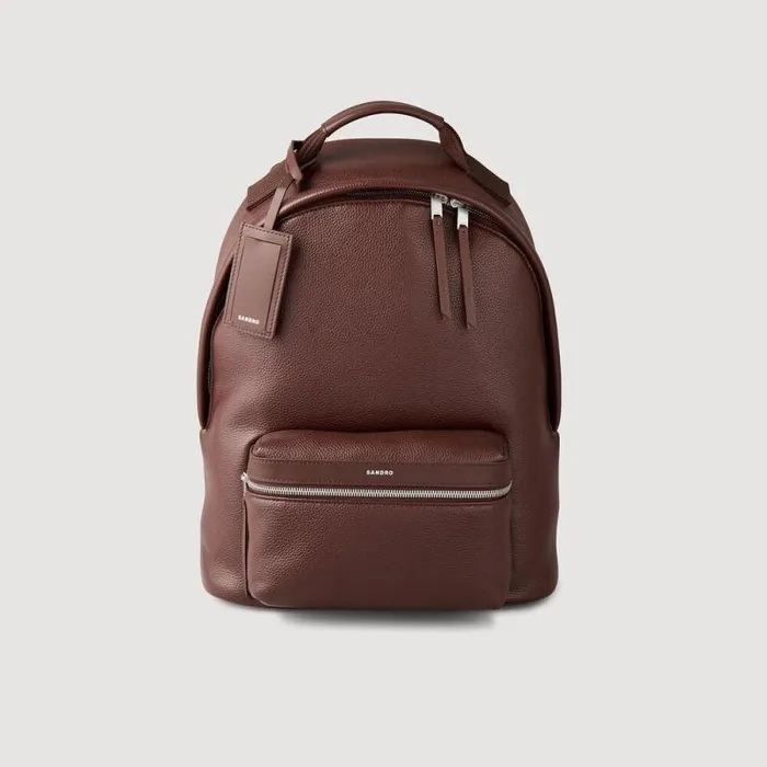 Backpacks Men SANDRO Coated Canvas Backpack Dark Brown