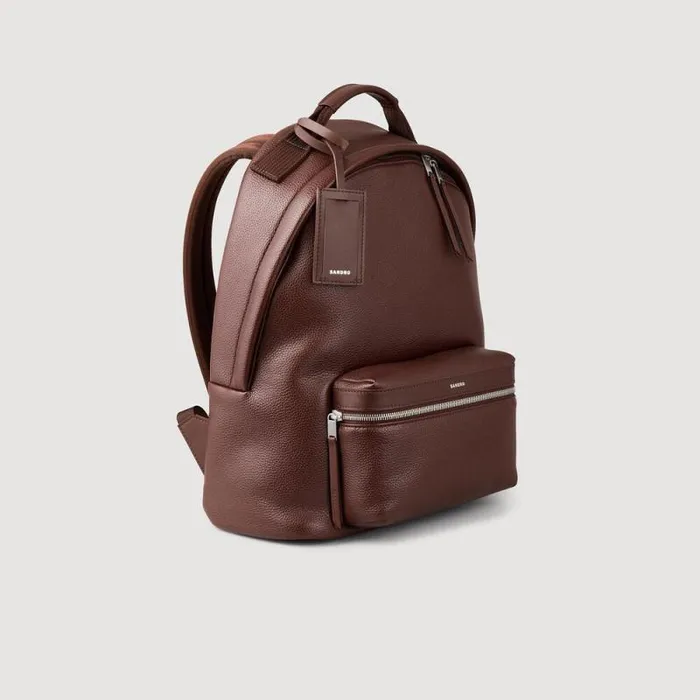 Backpacks Men SANDRO Coated Canvas Backpack Dark Brown